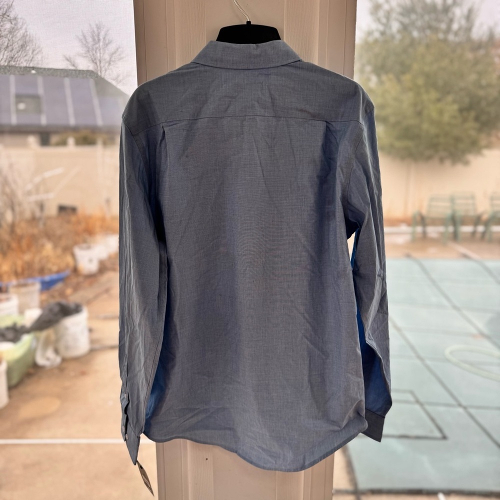 George Men’s Blue Long Sleeve Poplin Shirt Wrinkle Resistant Size Large 42-44 - Picture 4 of 8